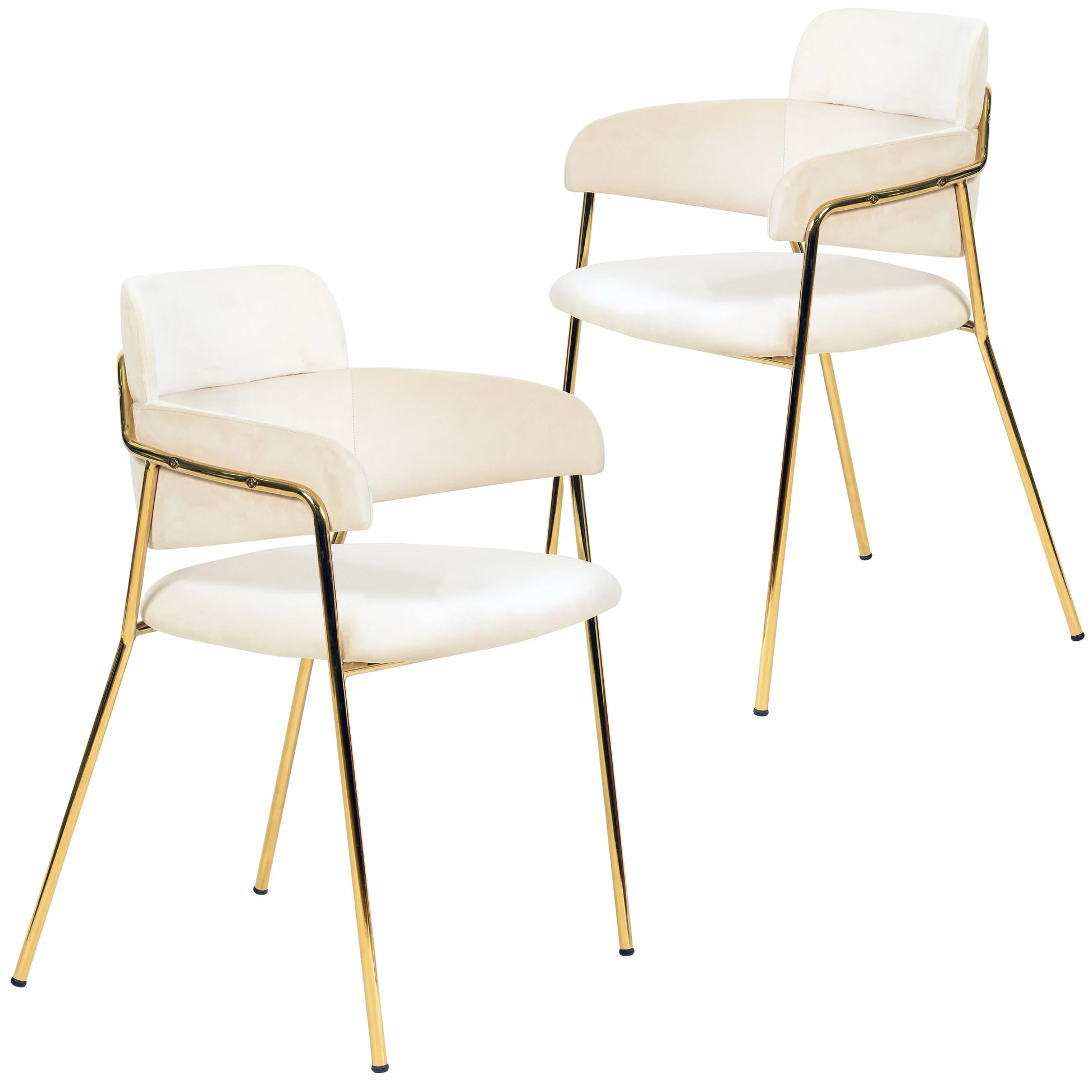 Axis Upholstered Dining Chair with Curved Open-Back Design and Gold Stainless Steel Legs Set of 2 - Elax Furniture