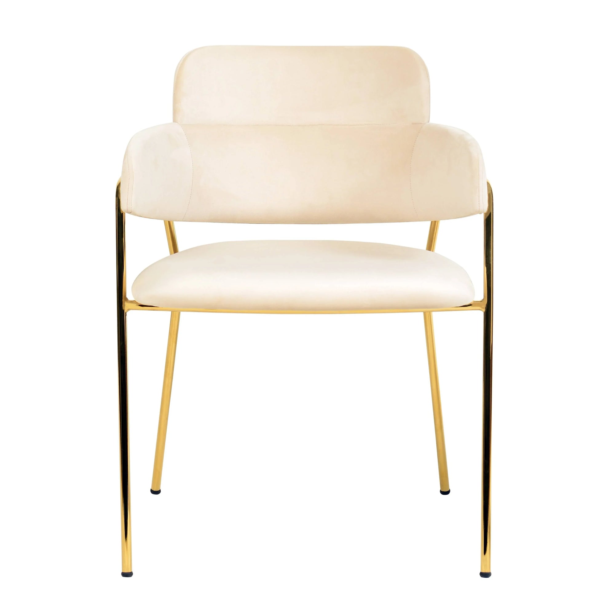 Axis Upholstered Dining Chair with Curved Open-Back Design and Gold Stainless Steel Legs Set of 2 - Elax Furniture