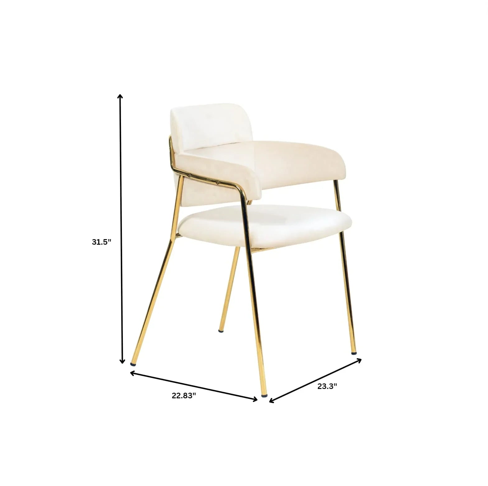 Axis Upholstered Dining Chair with Curved Open-Back Design and Gold Stainless Steel Legs Set of 4 - Elax Furniture