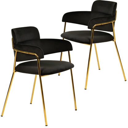 Axis Upholstered Dining Chair with Curved Open-Back Design and Gold Stainless Steel Legs Set of 2 - Elax Furniture