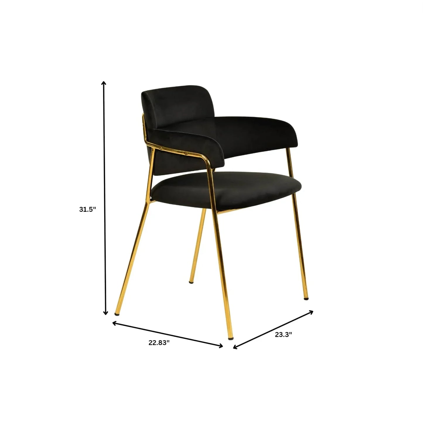 Axis Upholstered Dining Chair with Curved Open-Back Design and Gold Stainless Steel Legs Set of 2 - Elax Furniture