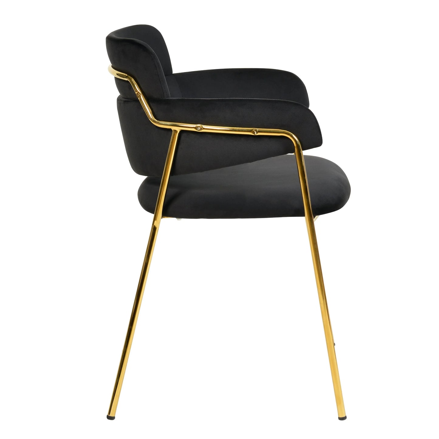 Axis Upholstered Dining Chair with Curved Open-Back Design and Gold Stainless Steel Legs Set of 4 - Elax Furniture
