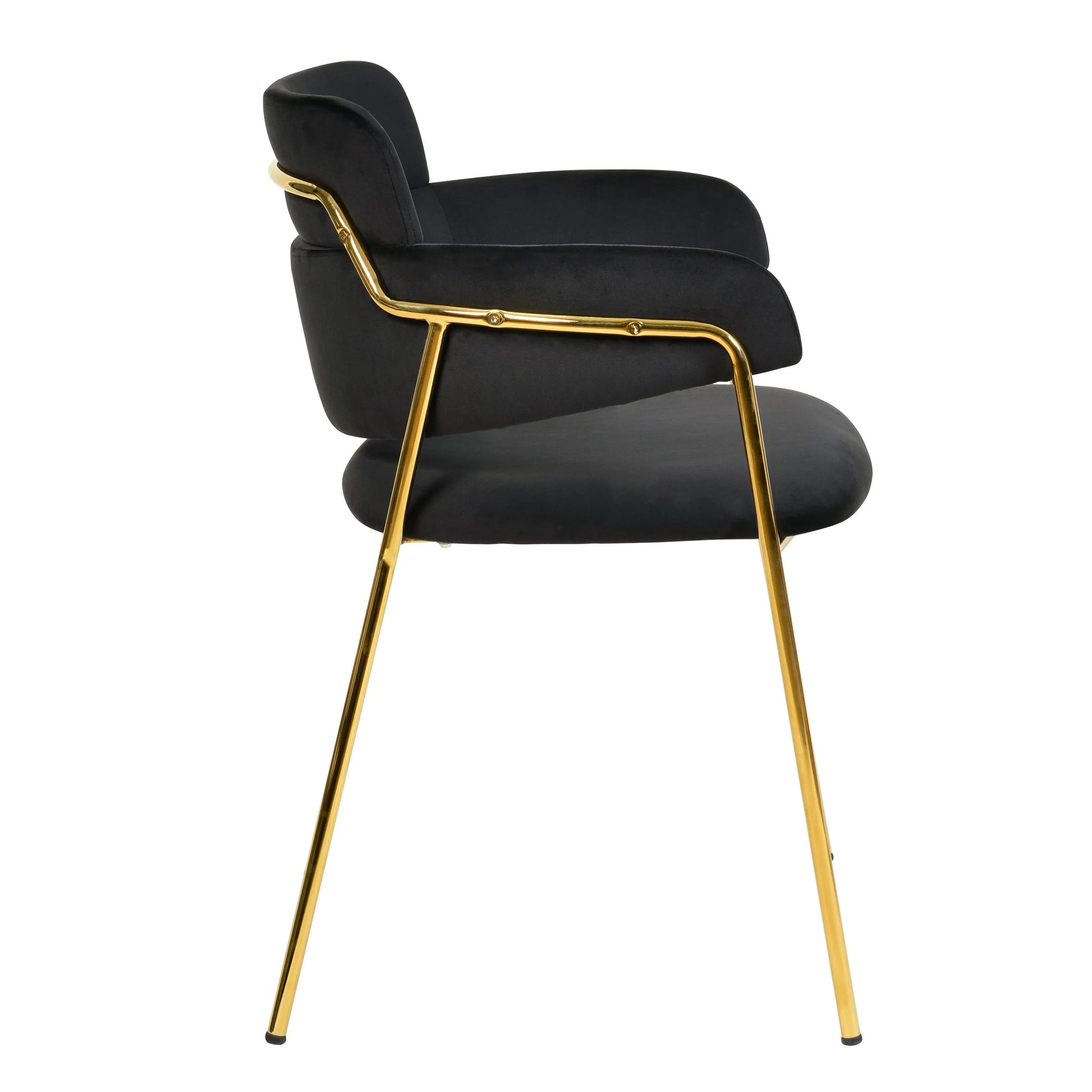 Axis Upholstered Dining Chair with Curved Open-Back Design and Gold Stainless Steel Legs Set of 4 - Elax Furniture