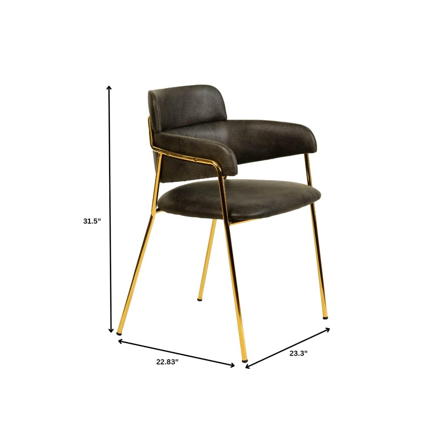 Axis Upholstered Dining Chair with Curved Open-Back Design and Gold Stainless Steel Legs Set of 4 - Elax Furniture