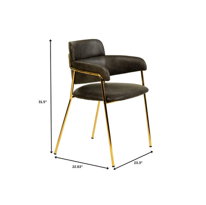 Axis Upholstered Dining Chair with Curved Open-Back Design and Gold Stainless Steel Legs Set of 4 - Elax Furniture