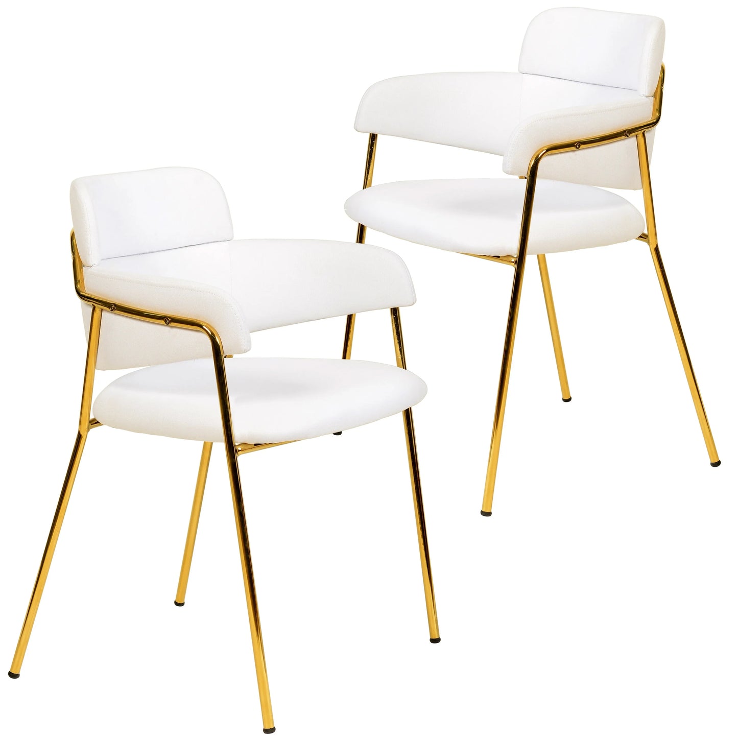 Axis Upholstered Dining Chair with Curved Open-Back Design and Gold Stainless Steel Legs Set of 2 - Elax Furniture