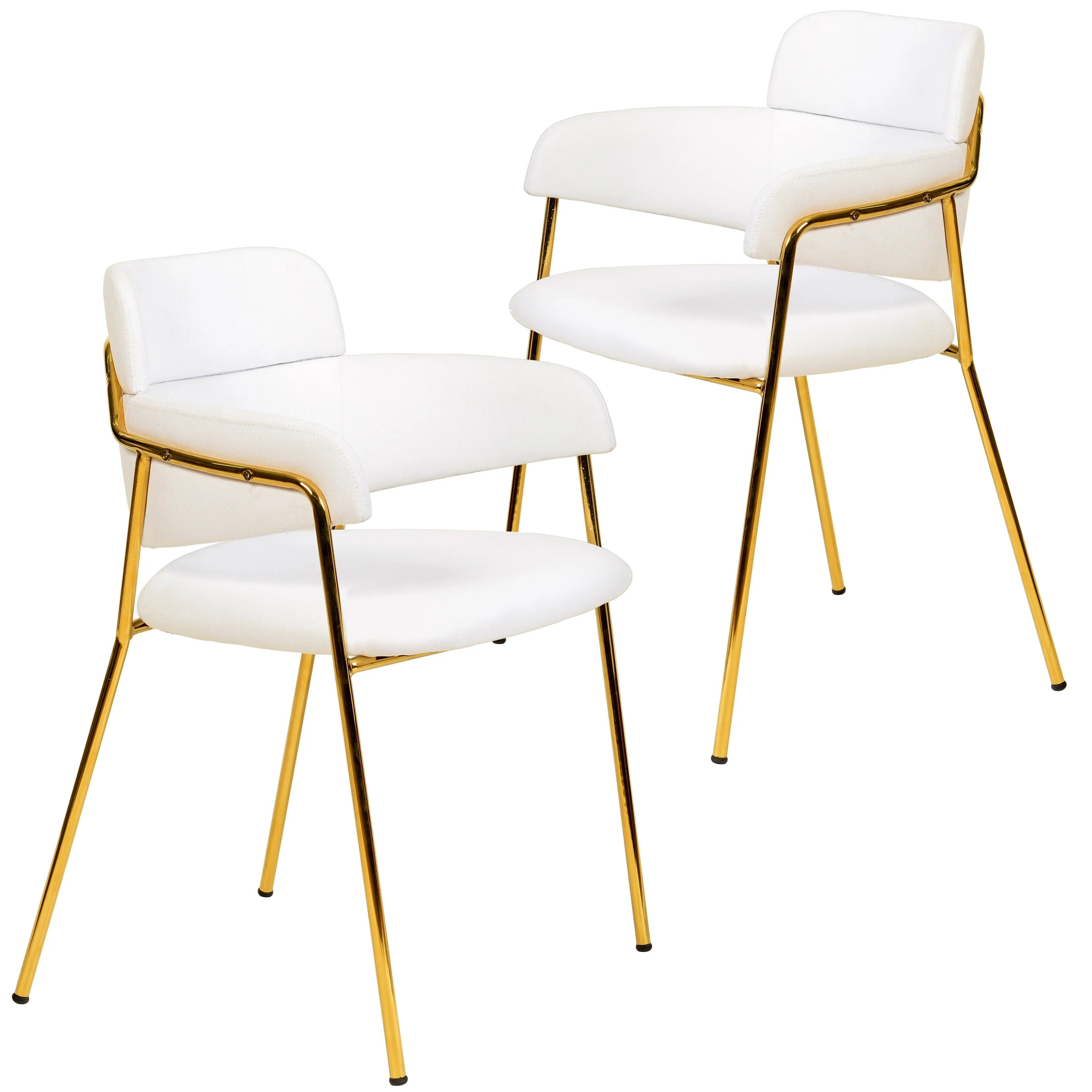 Axis Upholstered Dining Chair with Curved Open-Back Design and Gold Stainless Steel Legs Set of 2 - Elax Furniture