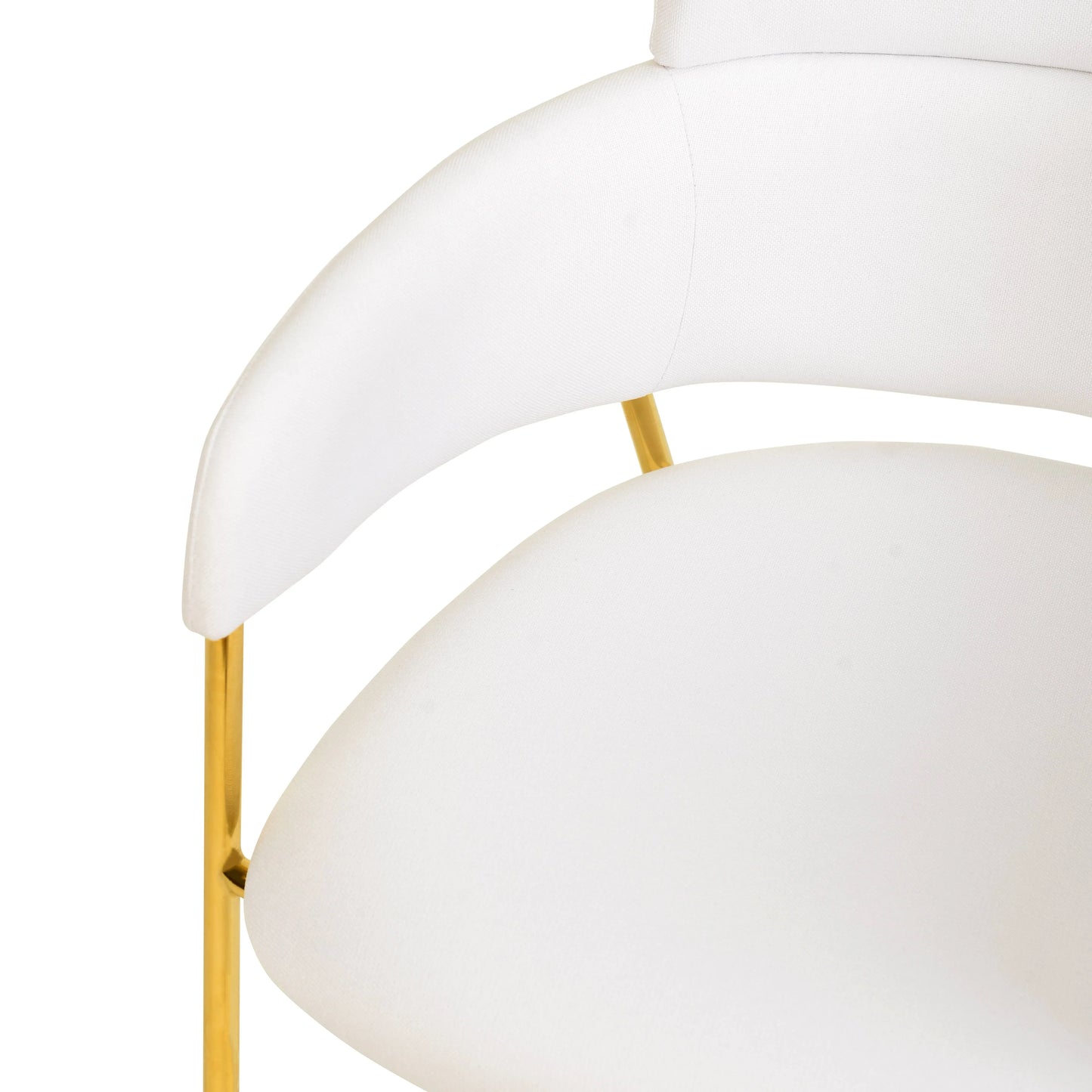 Axis Upholstered Dining Chair with Curved Open-Back Design and Gold Stainless Steel Legs Set of 2 - Elax Furniture