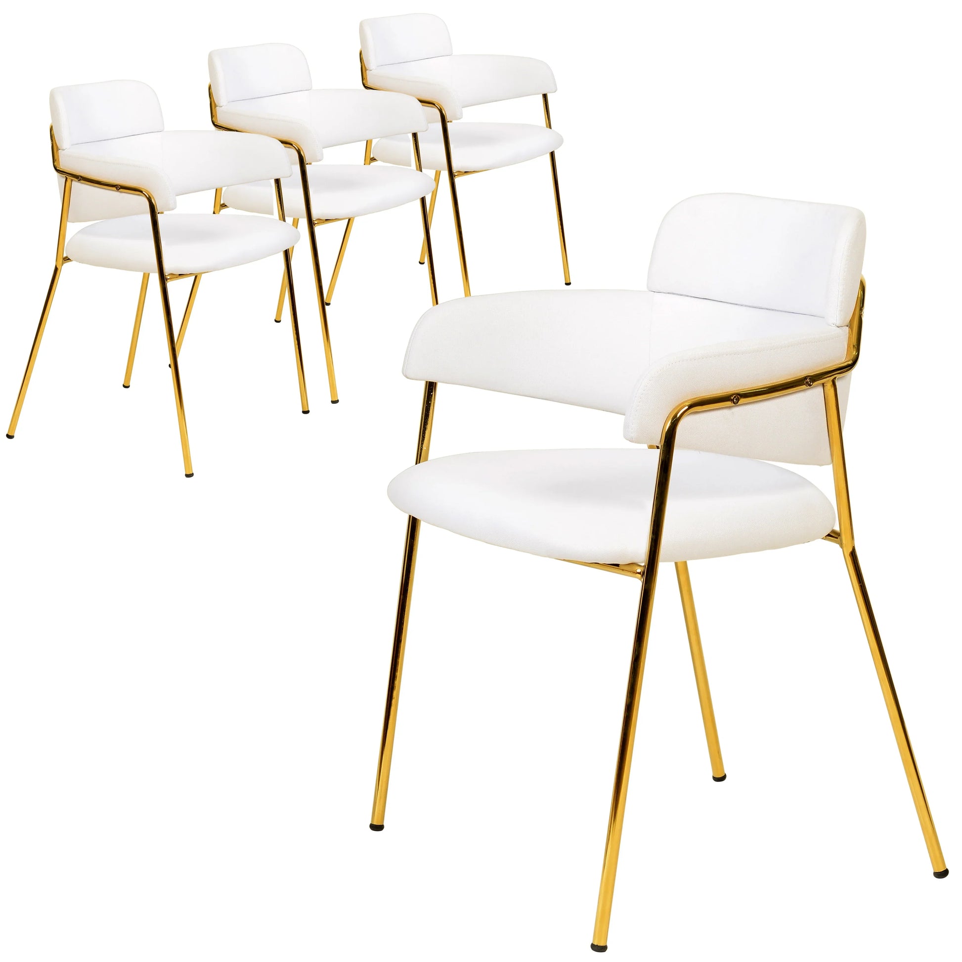 Axis Upholstered Dining Chair with Curved Open-Back Design and Gold Stainless Steel Legs Set of 4 - Elax Furniture