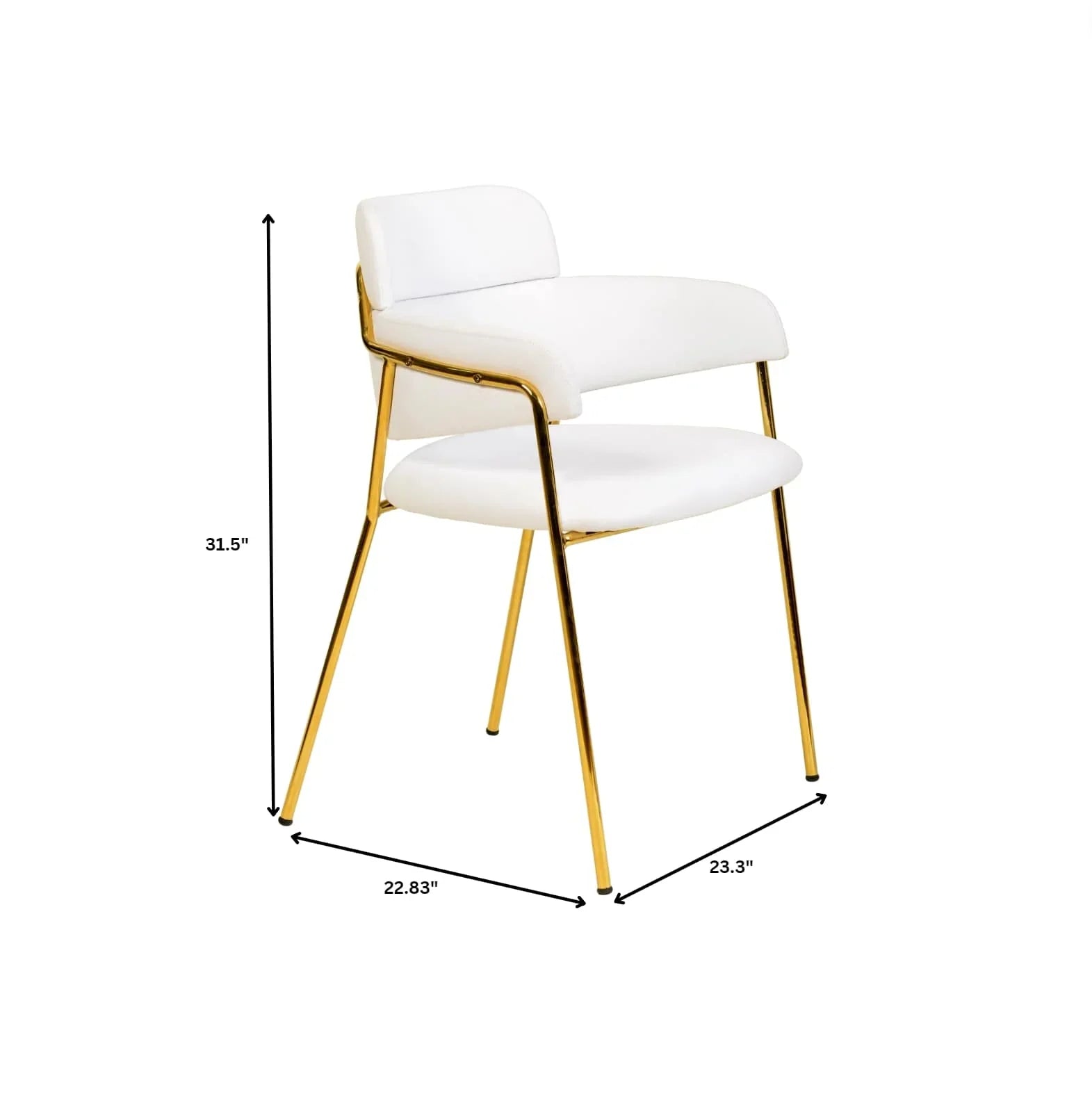 Axis Upholstered Dining Chair with Curved Open-Back Design and Gold Stainless Steel Legs Set of 4 - Elax Furniture