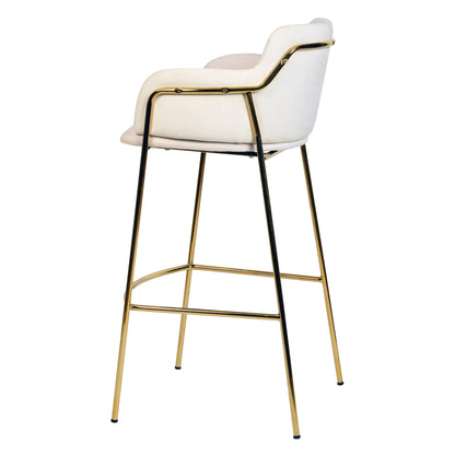 Axis 40" Low-Back Bar Stool Ergonomic Pub Chair with Gold Stainless Steel Base Set of 2 - Elax Furniture