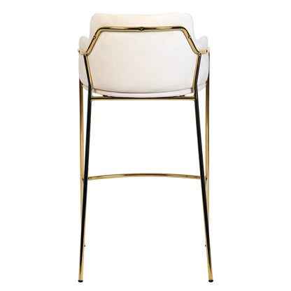 Axis 40" Low-Back Bar Stool Ergonomic Pub Chair with Gold Stainless Steel Base Set of 2 - Elax Furniture