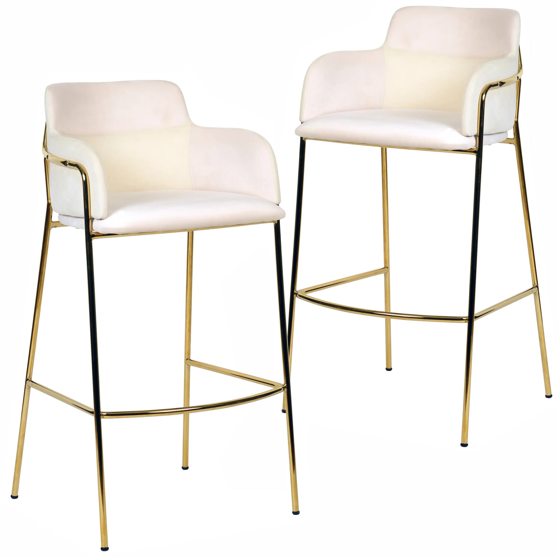 Axis 40" Low-Back Bar Stool Ergonomic Pub Chair with Gold Stainless Steel Base Set of 2 - Elax Furniture