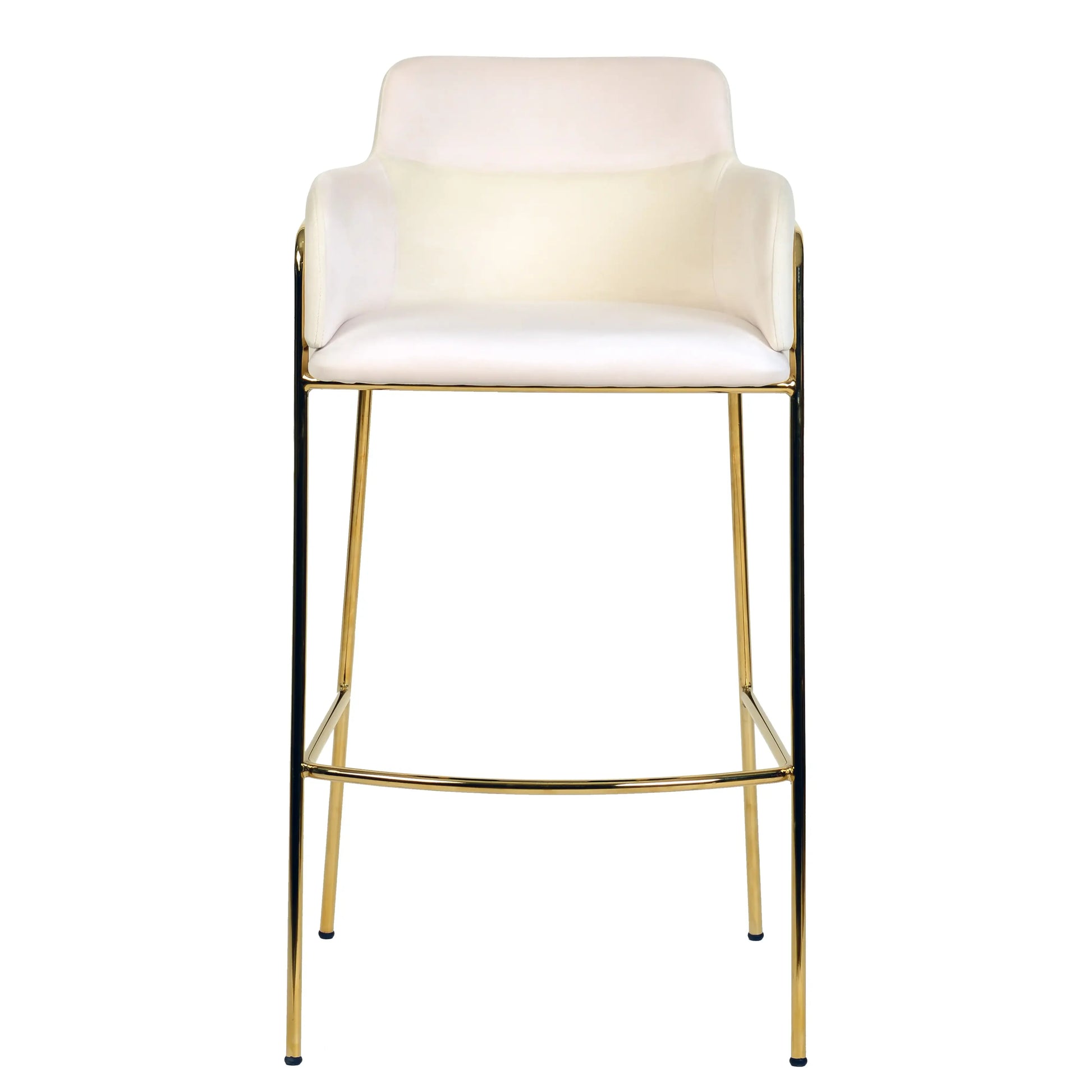 Axis 40" Low-Back Bar Stool Ergonomic Pub Chair with Gold Stainless Steel Base Set of 2 - Elax Furniture
