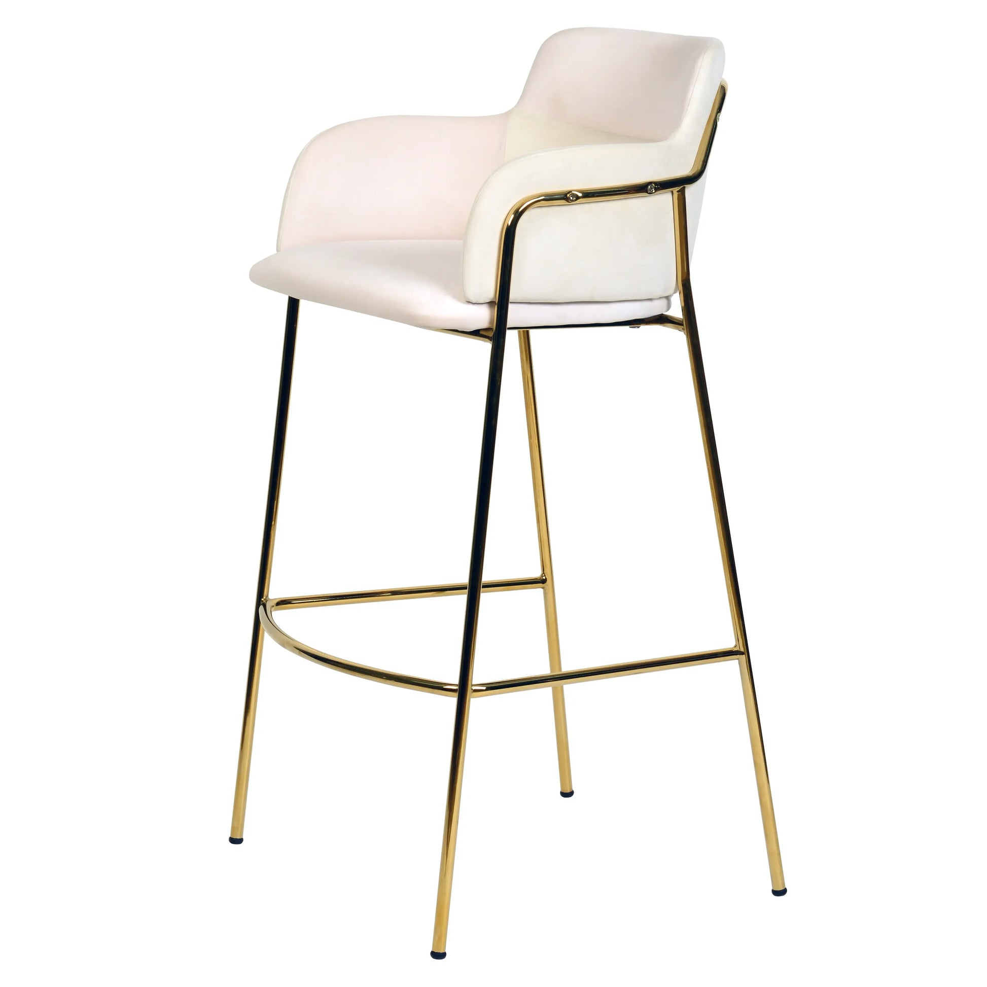 Axis 40" Low-Back Bar Stool Ergonomic Pub Chair with Gold Stainless Steel Base Set of 2 - Elax Furniture
