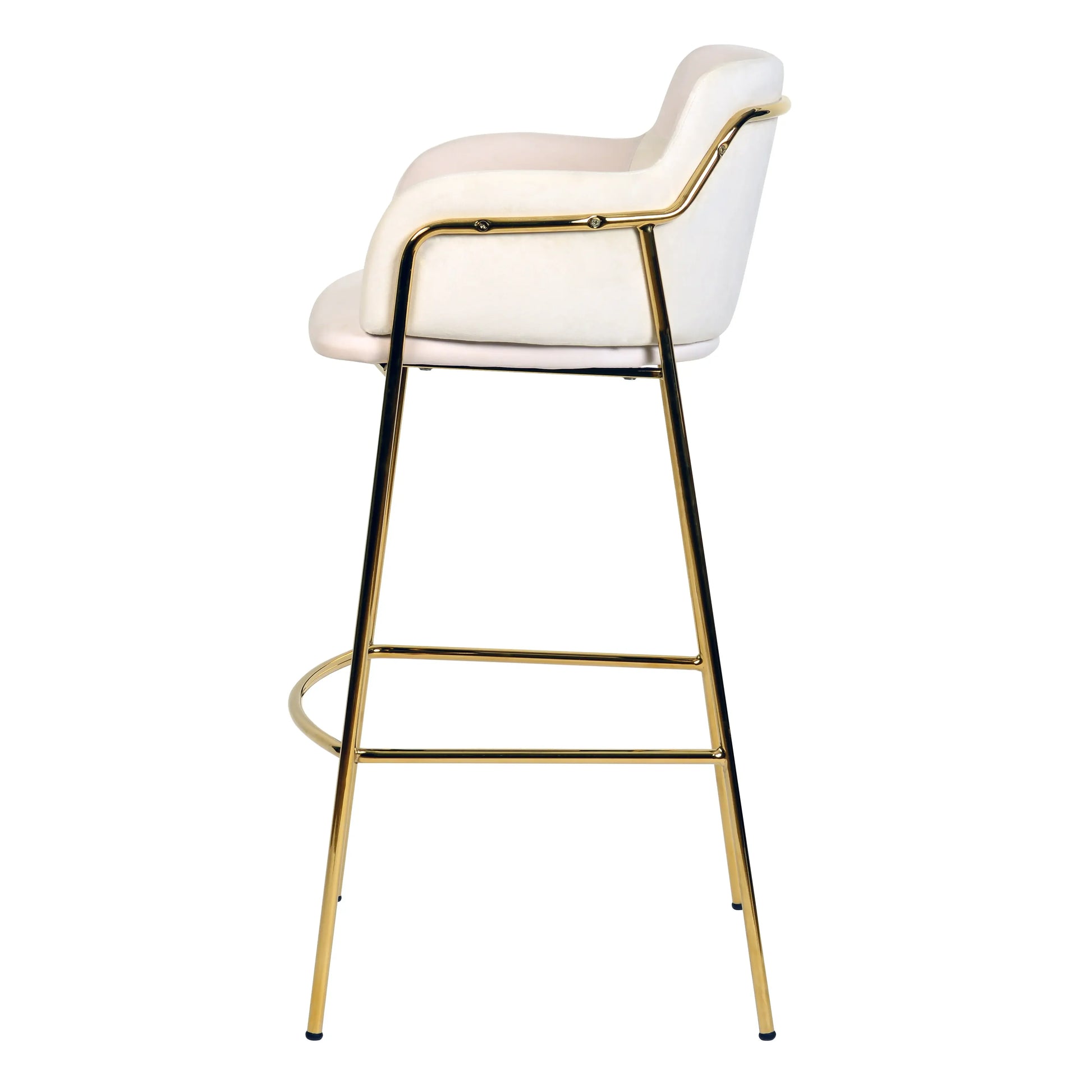 Axis 40" Low-Back Bar Stool Ergonomic Pub Chair with Gold Stainless Steel Base Set of 2 - Elax Furniture