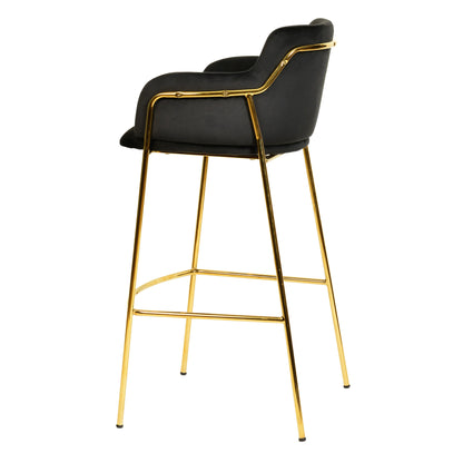 Axis 40" Low-Back Bar Stool Ergonomic Pub Chair with Gold Stainless Steel Base Set of 2 - Elax Furniture