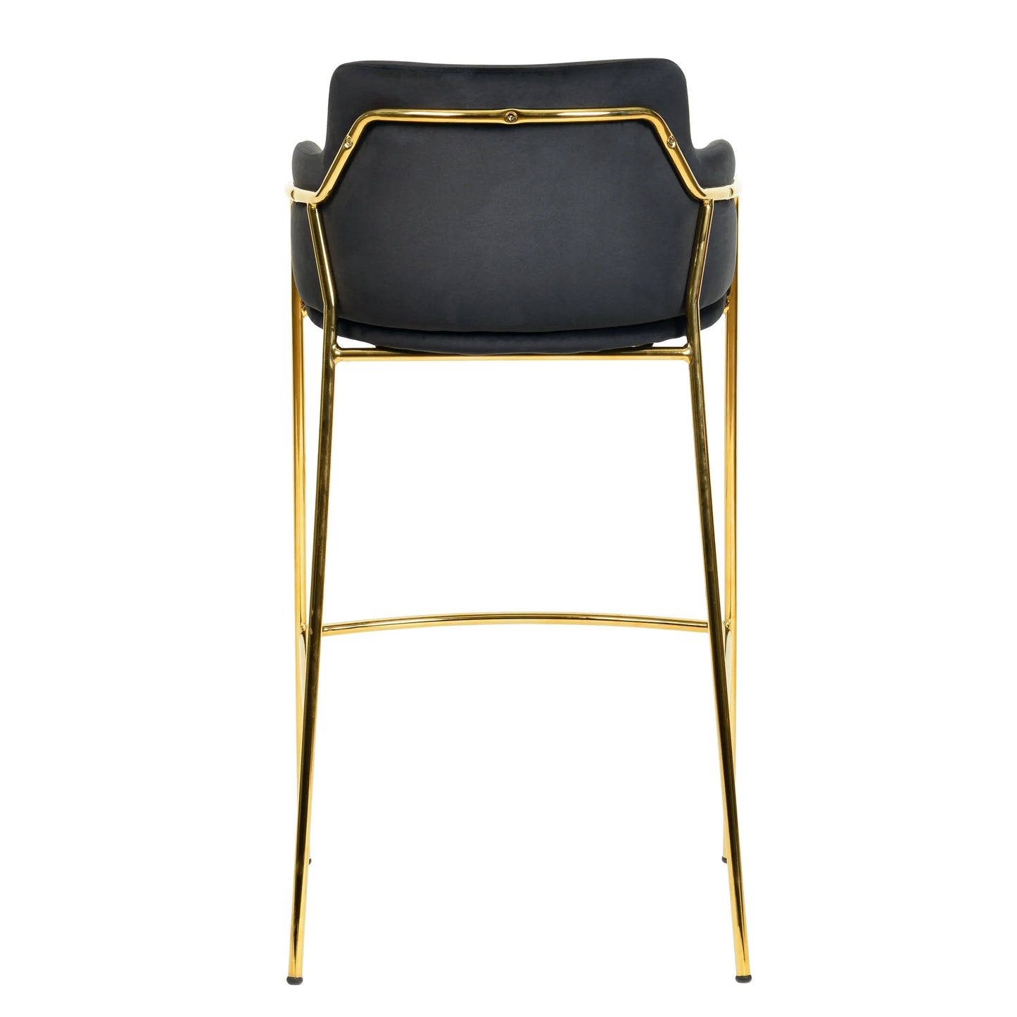 Axis 40" Low-Back Bar Stool Ergonomic Pub Chair with Gold Stainless Steel Base Set of 2 - Elax Furniture