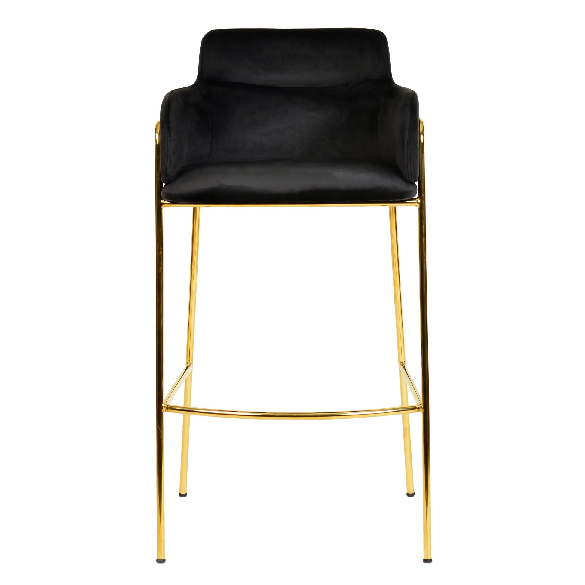 Axis 40" Low-Back Bar Stool Ergonomic Pub Chair with Gold Stainless Steel Base Set of 2 - Elax Furniture
