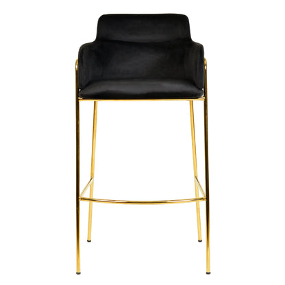 Axis 40" Low-Back Bar Stool Ergonomic Pub Chair with Gold Stainless Steel Base Set of 2 - Elax Furniture