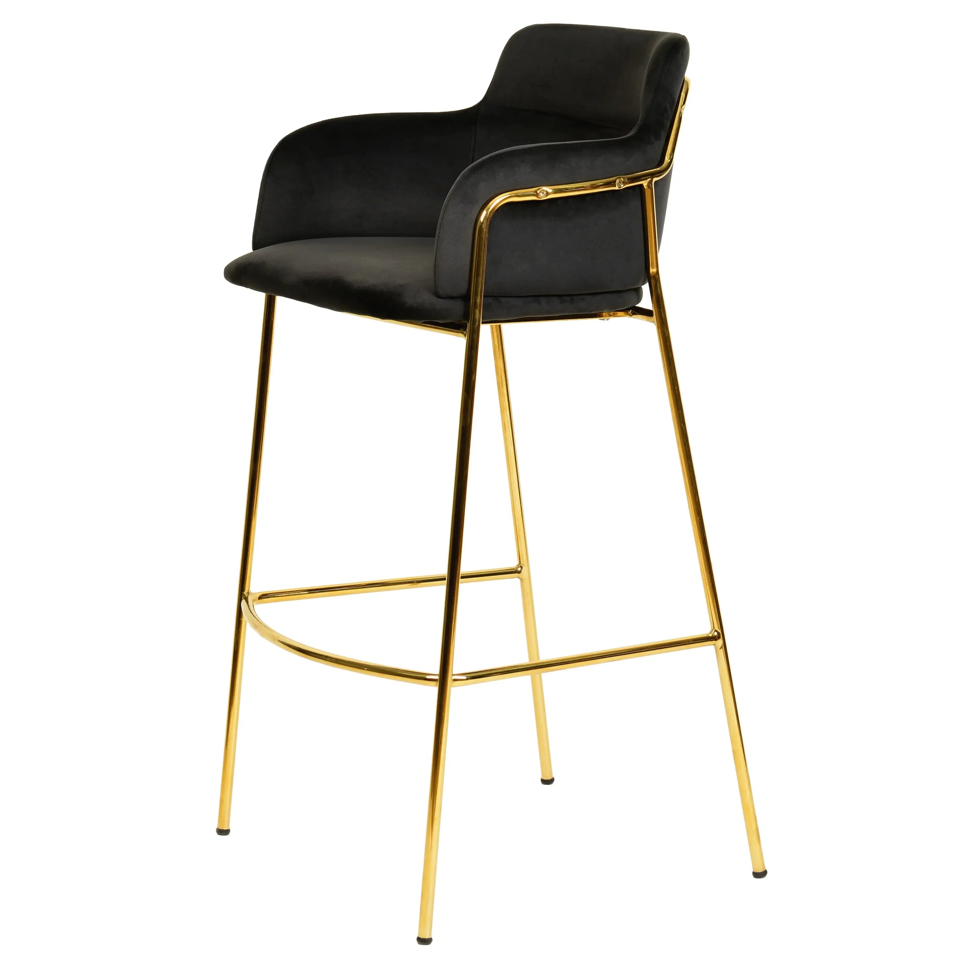 Axis 40" Low-Back Bar Stool Ergonomic Pub Chair with Gold Stainless Steel Base Set of 2 - Elax Furniture