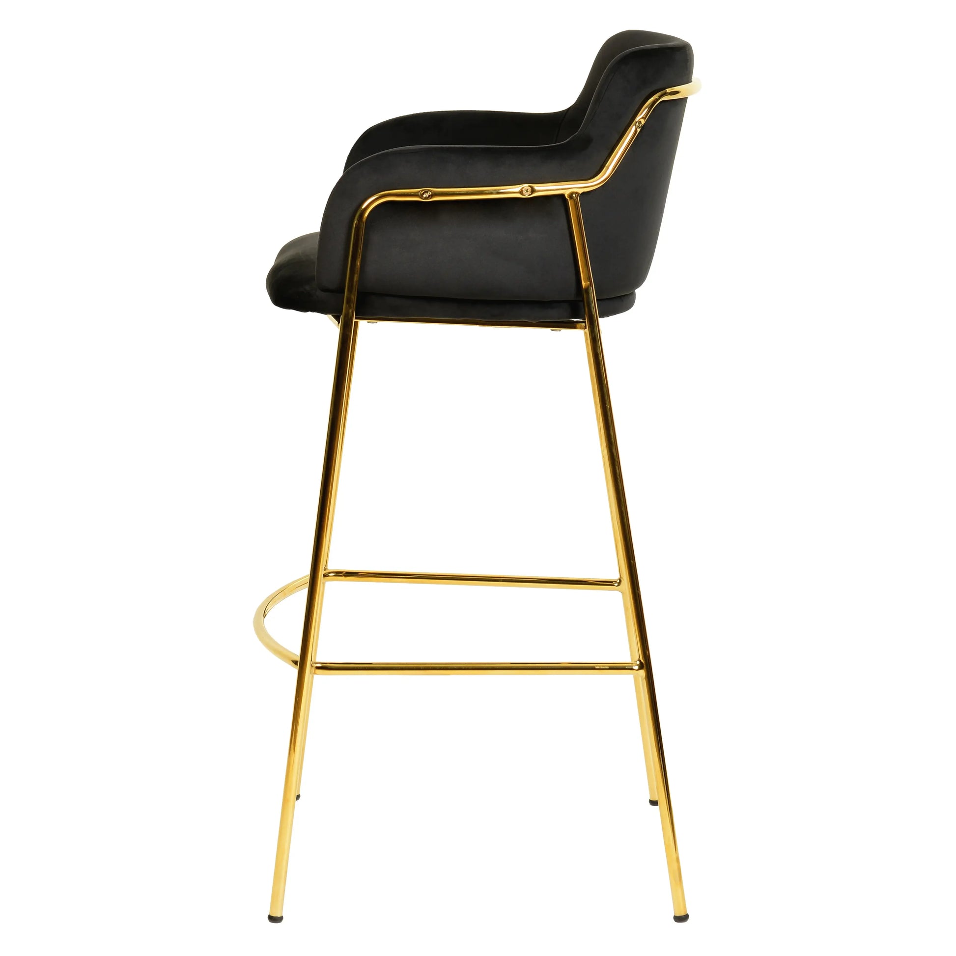 Axis 40" Low-Back Bar Stool Ergonomic Pub Chair with Gold Stainless Steel Base Set of 2 - Elax Furniture