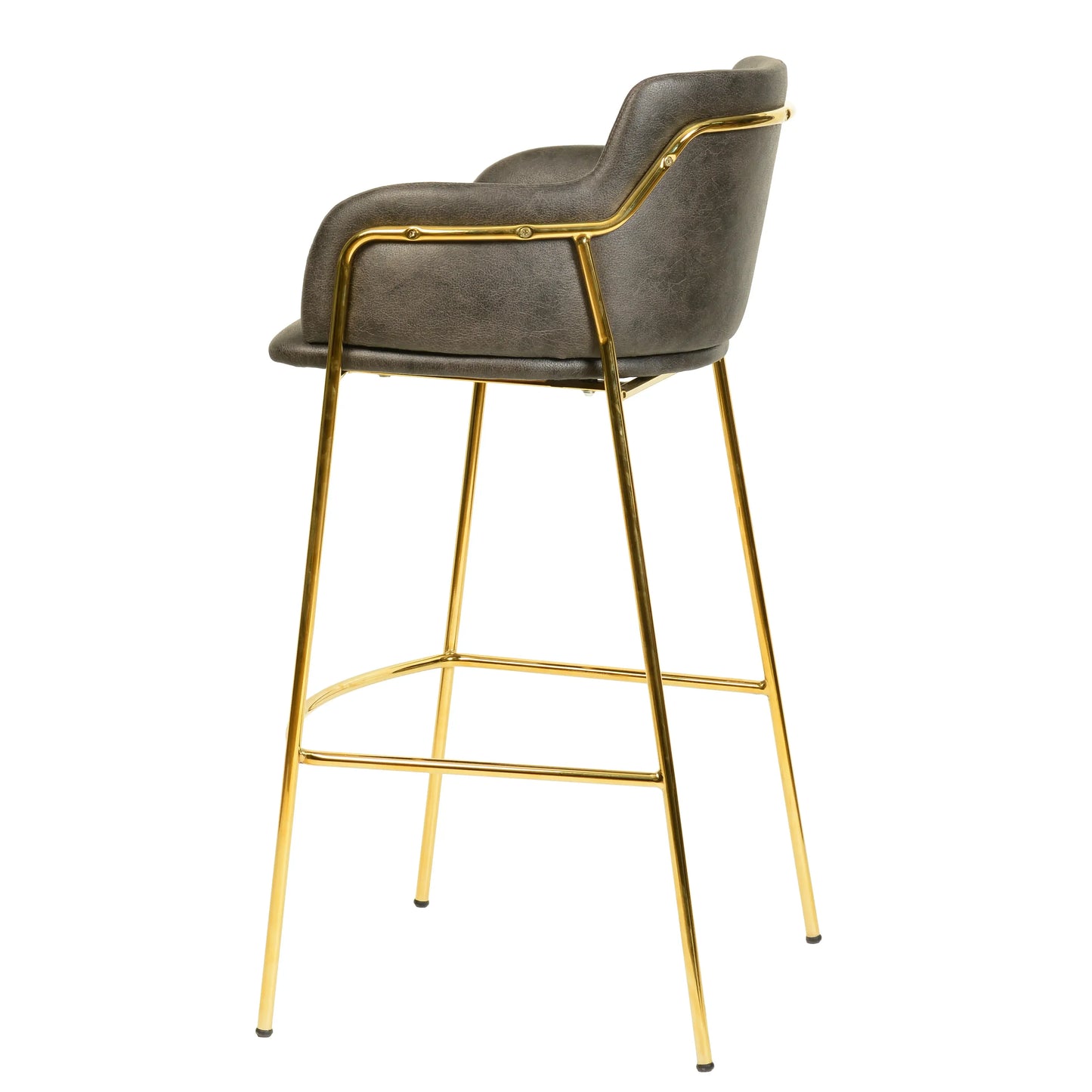 Axis 40" Low-Back Bar Stool Ergonomic Pub Chair with Gold Stainless Steel Base Set of 2 - Elax Furniture