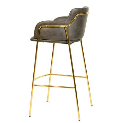 Axis 40" Low-Back Bar Stool Ergonomic Pub Chair with Gold Stainless Steel Base Set of 2 - Elax Furniture