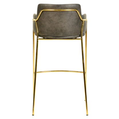 Axis 40" Low-Back Bar Stool Ergonomic Pub Chair with Gold Stainless Steel Base Set of 2 - Elax Furniture