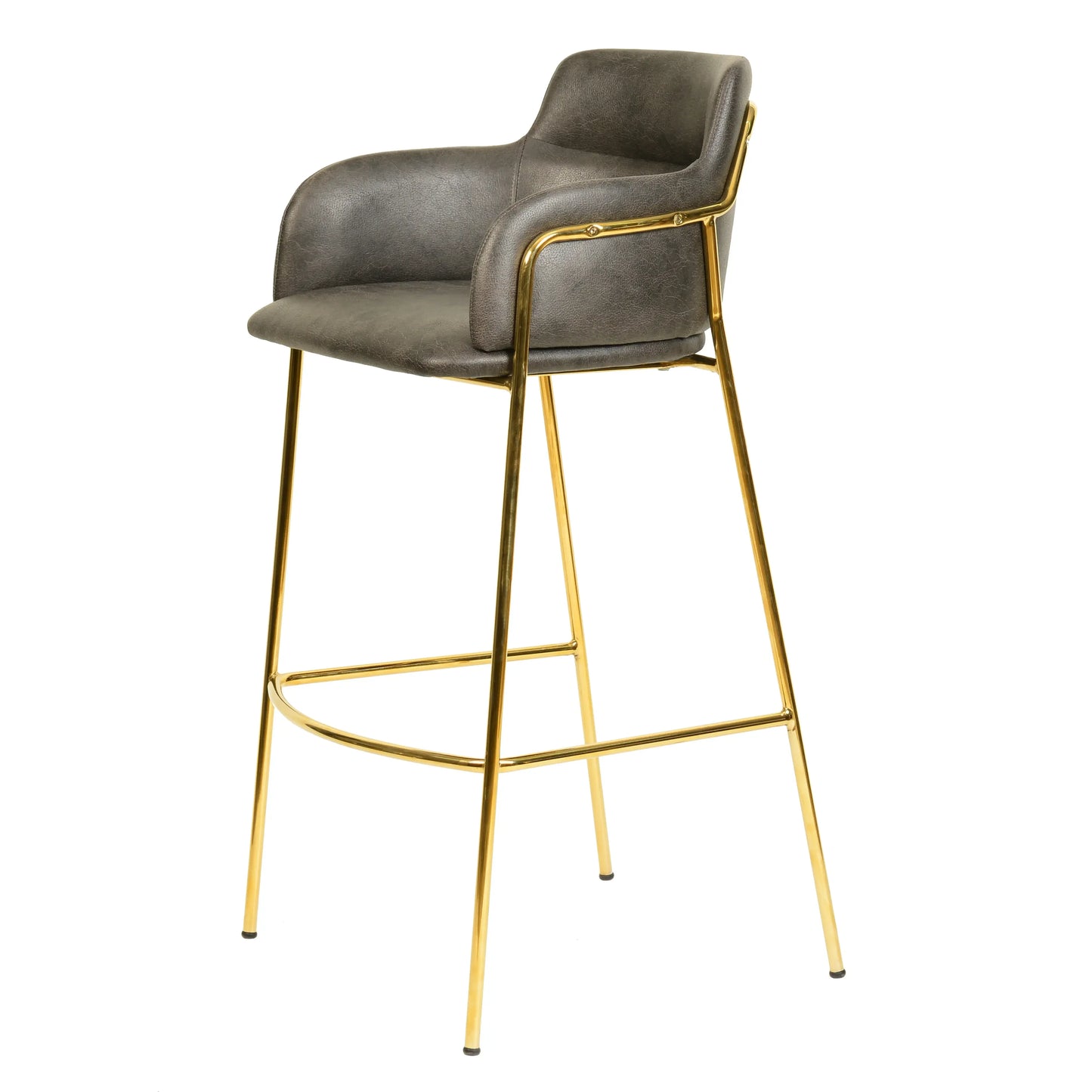 Axis 40" Low-Back Bar Stool Ergonomic Pub Chair with Gold Stainless Steel Base Set of 2 - Elax Furniture