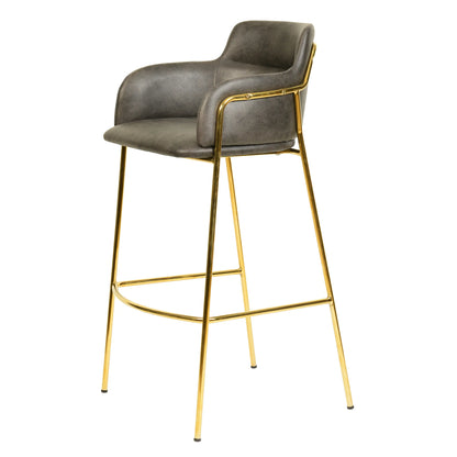 Axis 40" Low-Back Bar Stool Ergonomic Pub Chair with Gold Stainless Steel Base Set of 2 - Elax Furniture