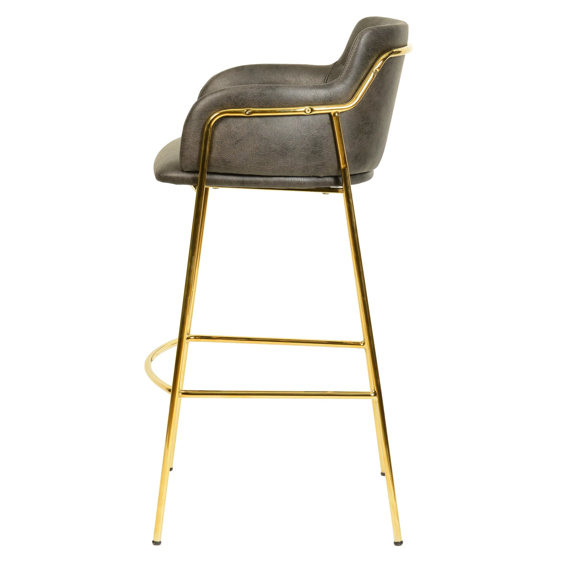 Axis 40" Low-Back Bar Stool Ergonomic Pub Chair with Gold Stainless Steel Base Set of 2 - Elax Furniture