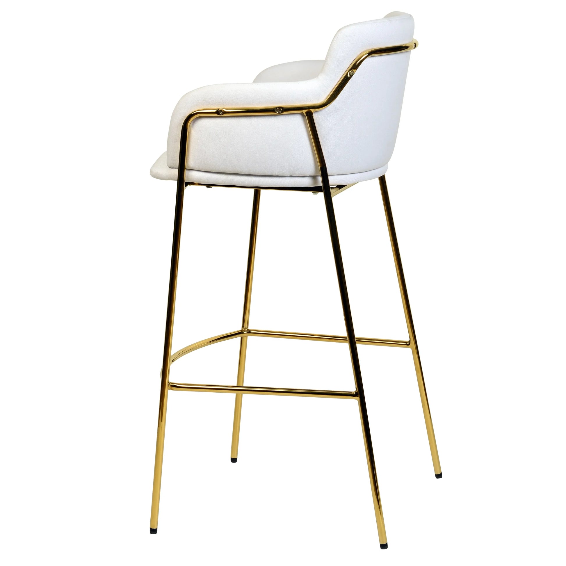 Axis 40" Low-Back Bar Stool Ergonomic Pub Chair with Gold Stainless Steel Base Set of 2 - Elax Furniture