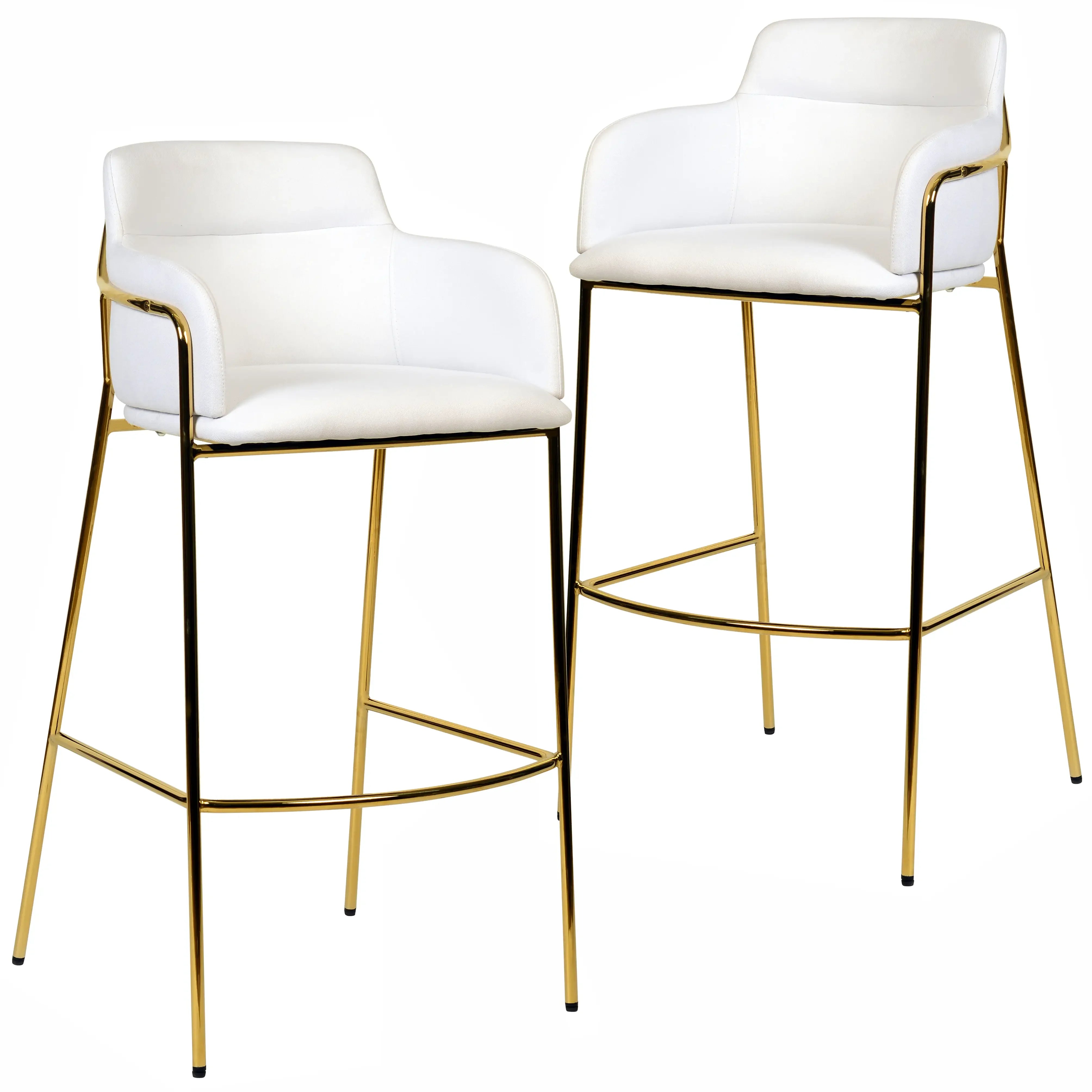 Axis 40" Low-Back Bar Stool Ergonomic Pub Chair with Gold Stainless Steel Base Set of 2 - Elax Furniture
