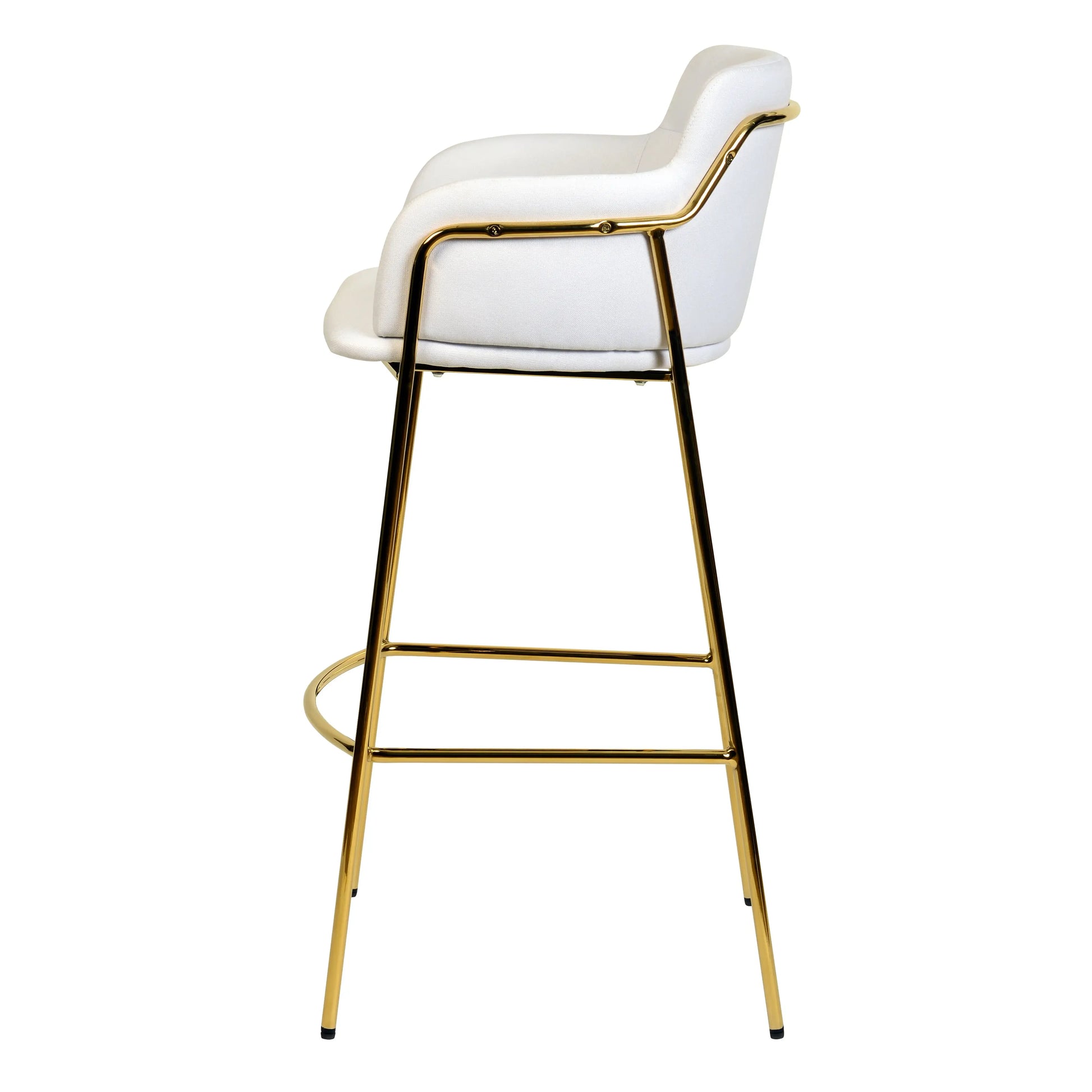 Axis 40" Low-Back Bar Stool Ergonomic Pub Chair with Gold Stainless Steel Base Set of 2 - Elax Furniture
