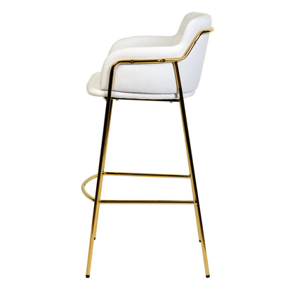 Axis 40" Low-Back Bar Stool Ergonomic Pub Chair with Gold Stainless Steel Base Set of 2 - Elax Furniture