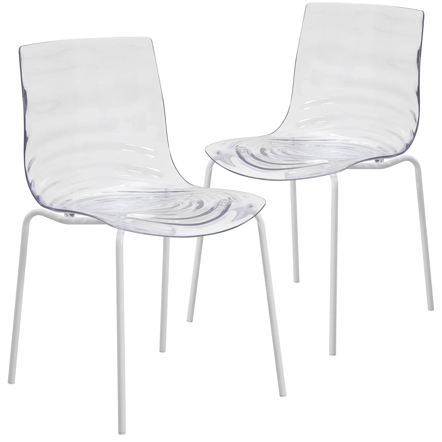 Astor Dining Chairs with ABS Plastic Seats in White Stainless Steel - Elax Furniture