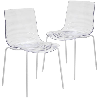 Astor Dining Chairs with ABS Plastic Seats in White Stainless Steel - Elax Furniture