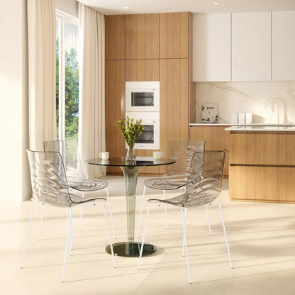 Astor Dining Chairs with ABS Plastic Seats in White Stainless Steel - Elax Furniture