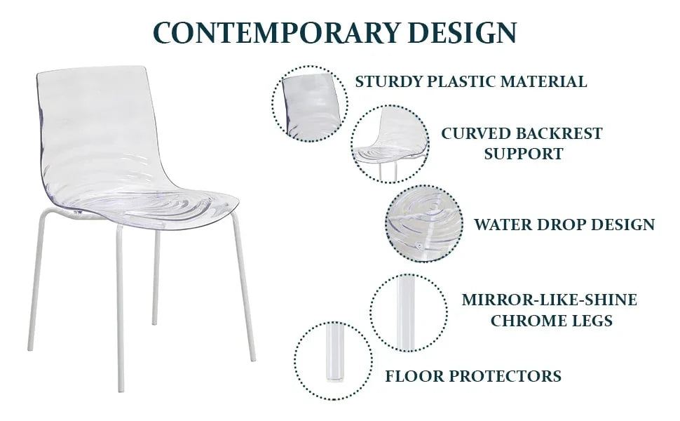 Astor Dining Chairs with ABS Plastic Seats in White Stainless Steel - Elax Furniture