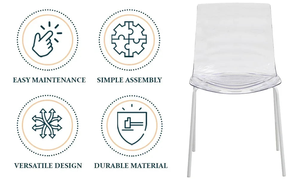 Astor Dining Chairs with ABS Plastic Seats in White Stainless Steel - Elax Furniture