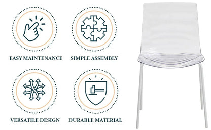 Astor Dining Chairs with ABS Plastic Seats in White Stainless Steel - Elax Furniture