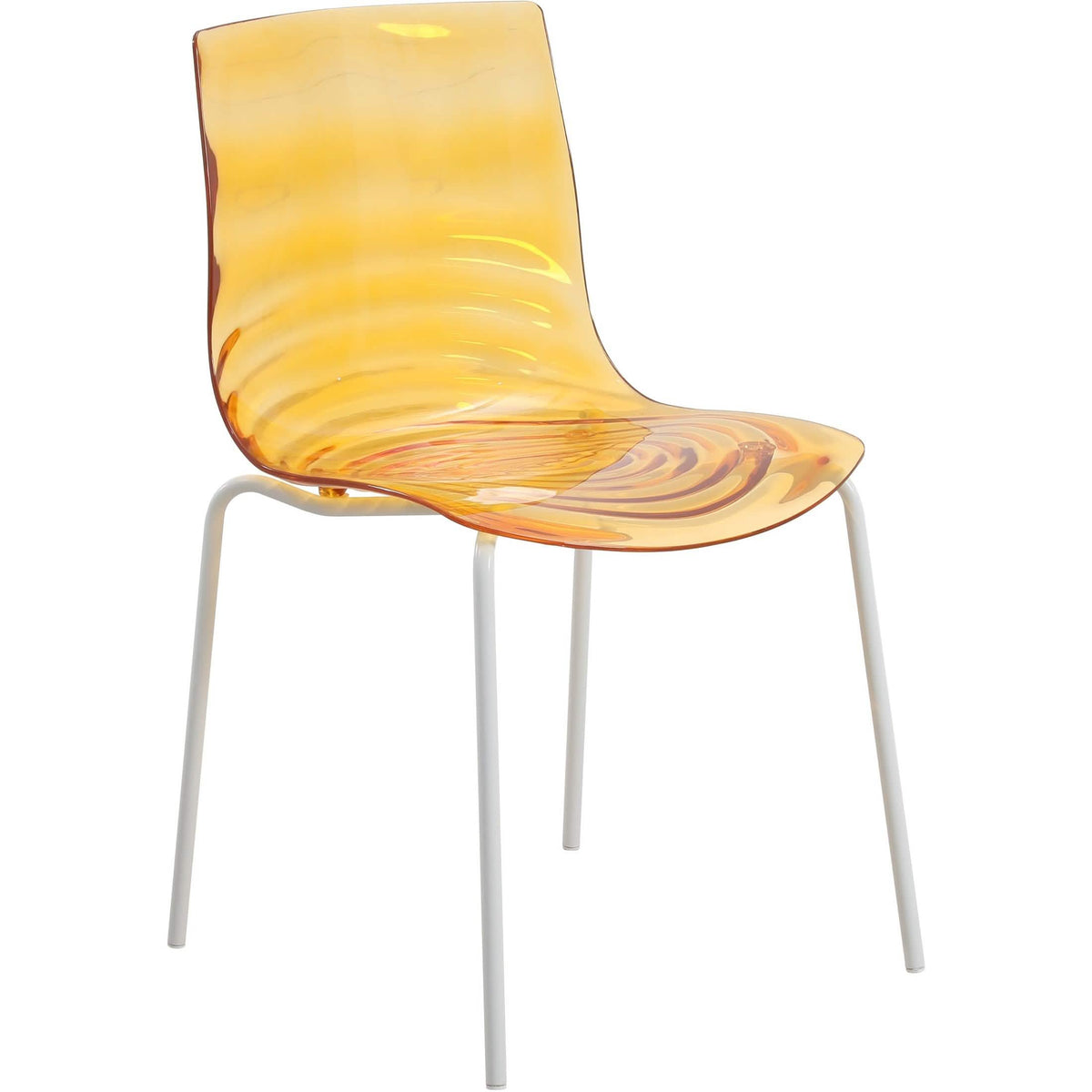 Astor Dining Chair Modern ABS Plastic Side Chair with Stainless-Steel Legs Orange White Dining Chair Leisuremod