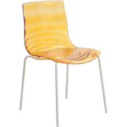 Astor Dining Chair Modern ABS Plastic Side Chair with Stainless-Steel Legs Orange White Dining Chair Leisuremod