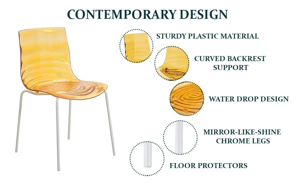 Astor Dining Chairs with ABS Plastic Seats in White Stainless Steel - Elax Furniture