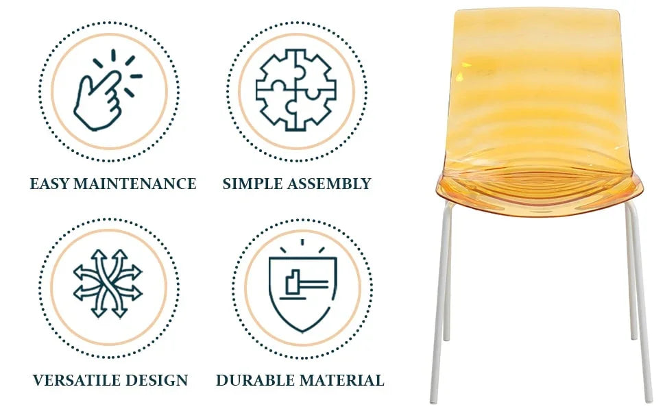 Astor Dining Chairs with ABS Plastic Seats in White Stainless Steel - Elax Furniture