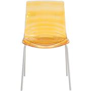Astor Dining Chair Modern ABS Plastic Side Chair with Stainless-Steel Legs Orange White Dining Chair Leisuremod