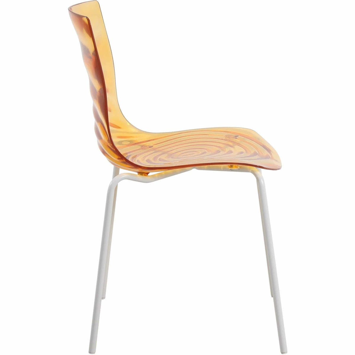 Astor Dining Chair Modern ABS Plastic Side Chair with Stainless-Steel Legs Orange White Dining Chair Leisuremod