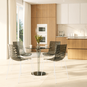 Astor Dining Chair Modern ABS Plastic Side Chair with Stainless-Steel Legs Transparent Black White Dining Chair Leisuremod