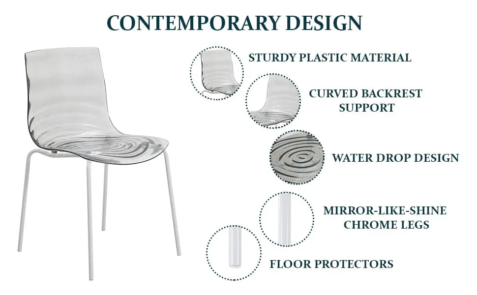 Astor Dining Chairs with ABS Plastic Seats in White Stainless Steel - Elax Furniture